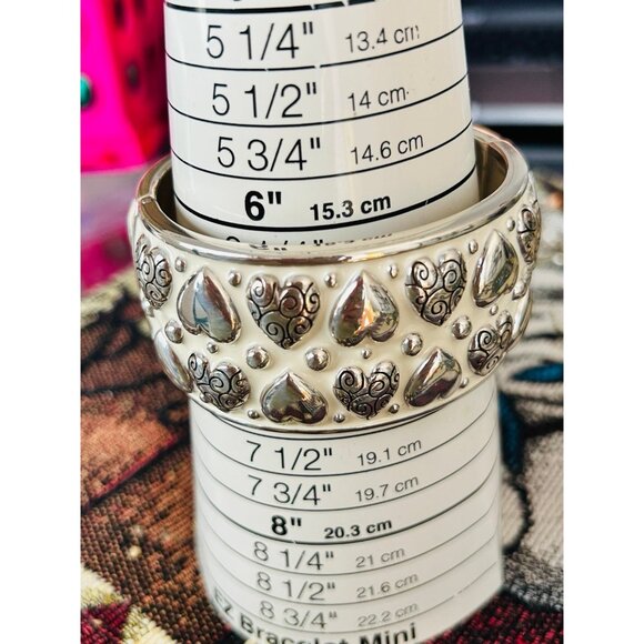 Brighton White Enamel Hearts Thick Bangle - Picture 10 of 10